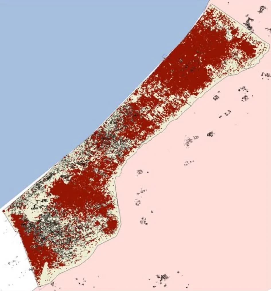 Destruction of Gaza map